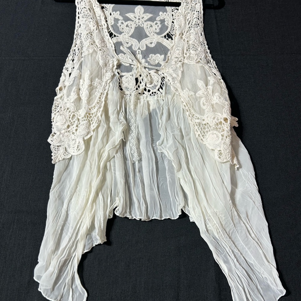 Vintage O2 Collection Lace and Sheer  Vest